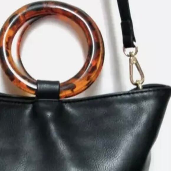 Free People Black Crossbody Bag with Tortoiseshell Ring - Picture 3 of 8